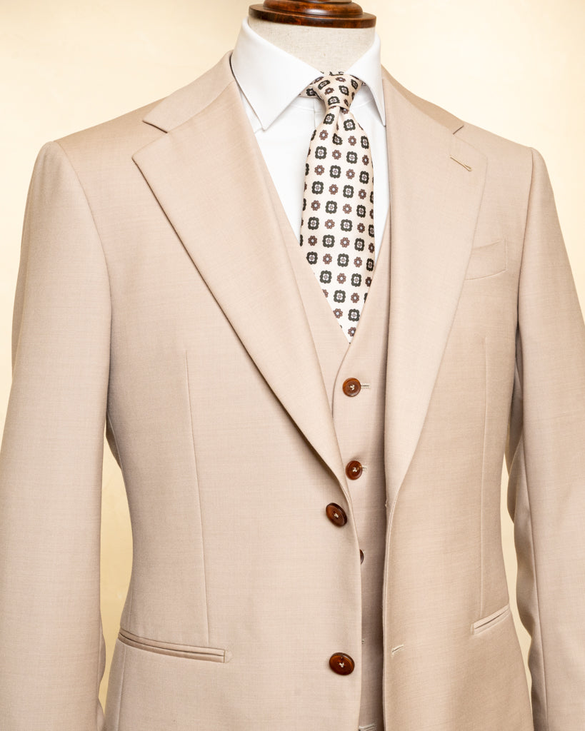Giotto Beige Biscuit suit with Vest