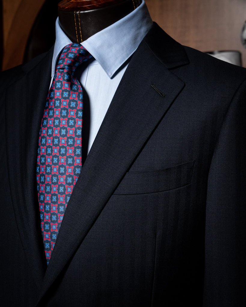 Giotto Herringbone Blue Suit
