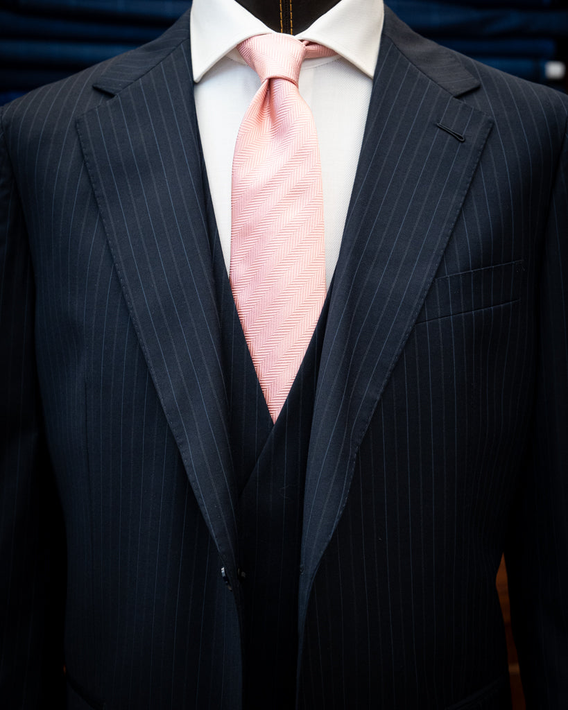 Giotto Dark Blue Pinstripe Suit with Vest