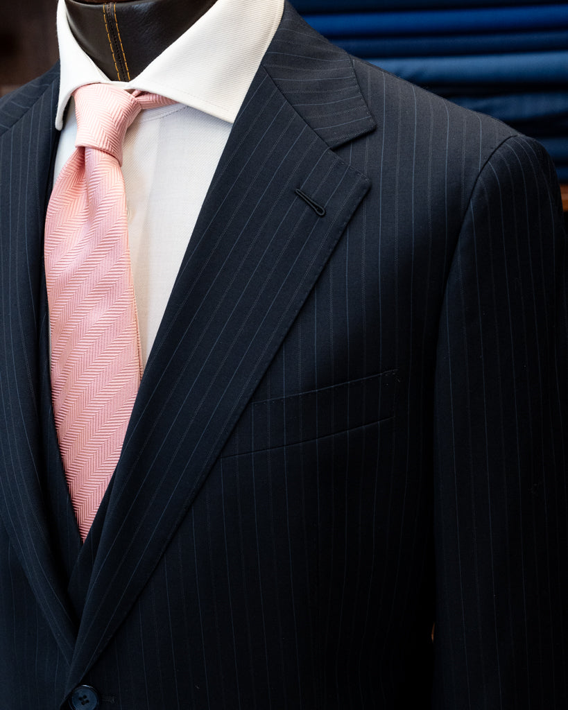 Giotto Dark Blue Pinstripe Suit with Vest