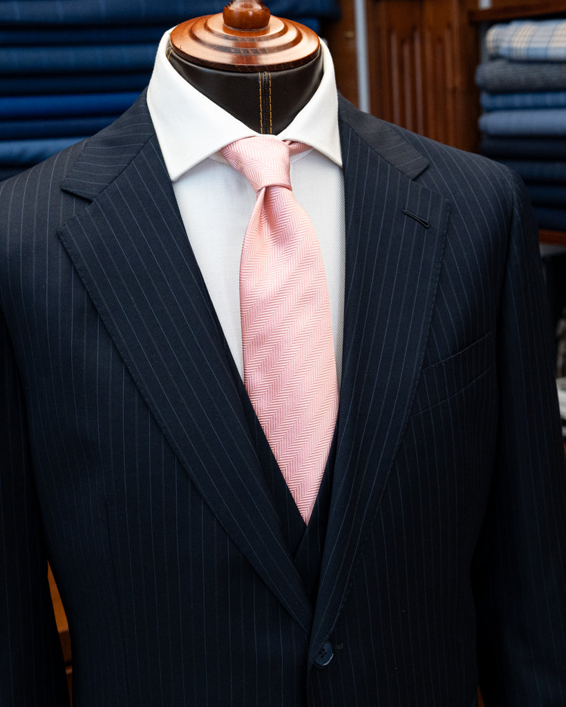 Giotto Dark Blue Pinstripe Suit with Vest