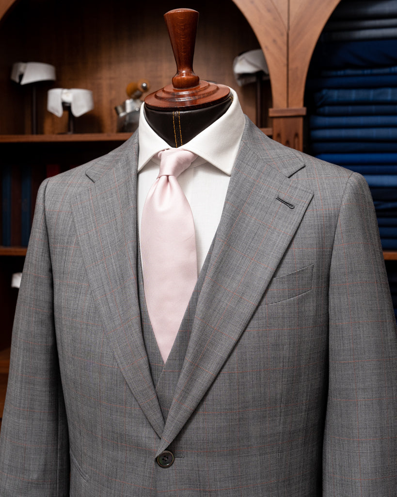 Abito Giotto Principe di Galles Grigio Overcheck Rosso con Gilet