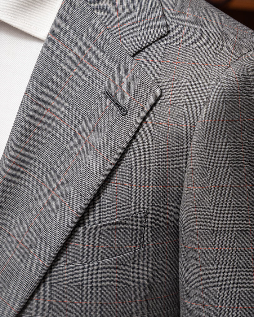 Abito Giotto Principe di Galles Grigio Overcheck Rosso con Gilet