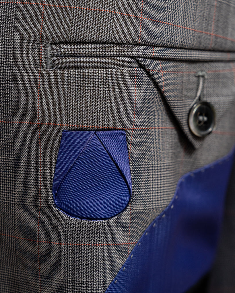 Abito Giotto Principe di Galles Grigio Overcheck Rosso con Gilet