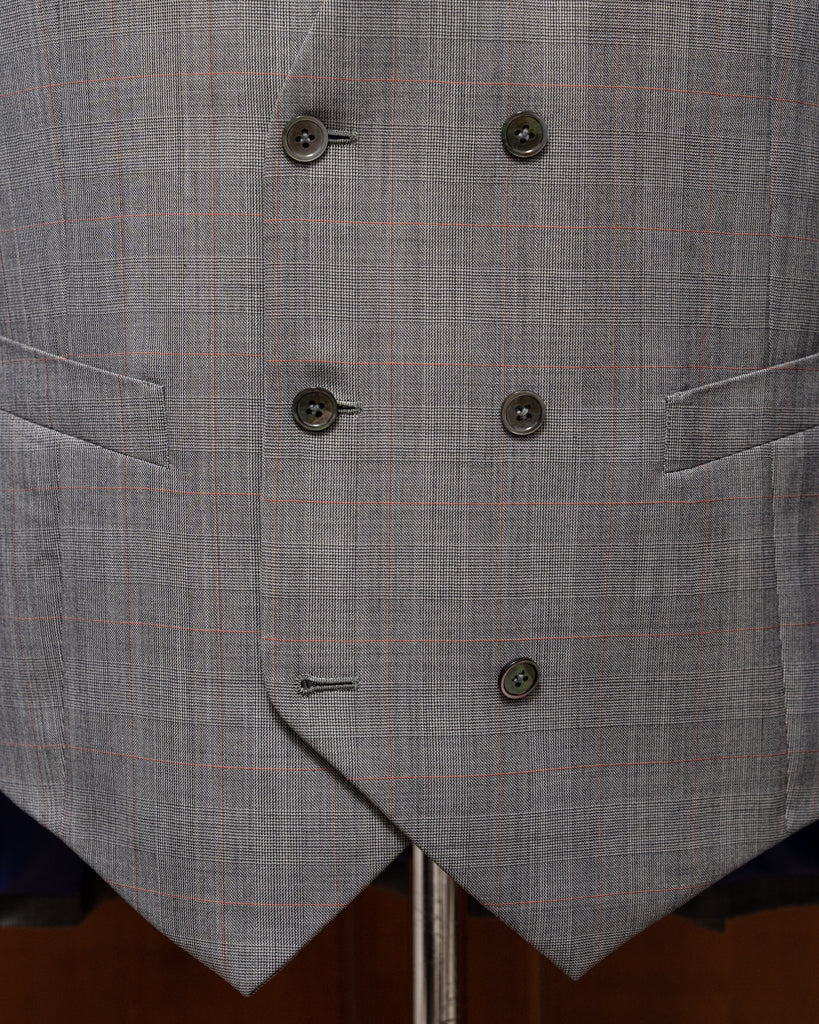 Abito Giotto Principe di Galles Grigio Overcheck Rosso con Gilet