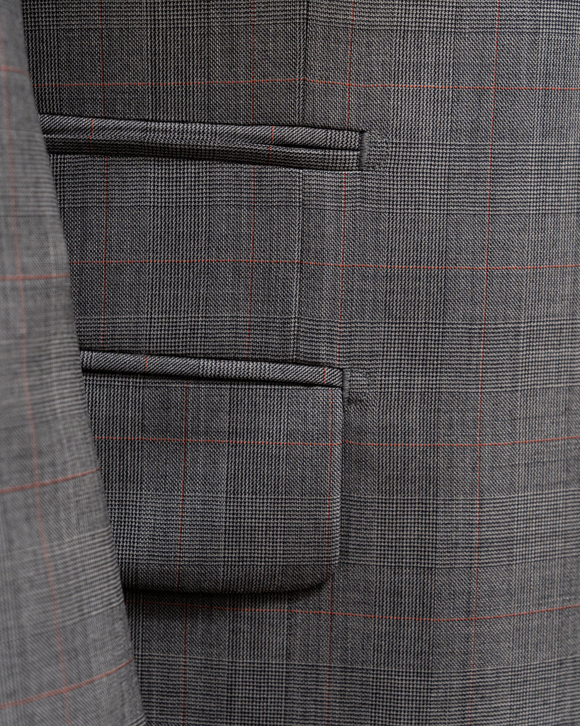 Abito Giotto Principe di Galles Grigio Overcheck Rosso con Gilet
