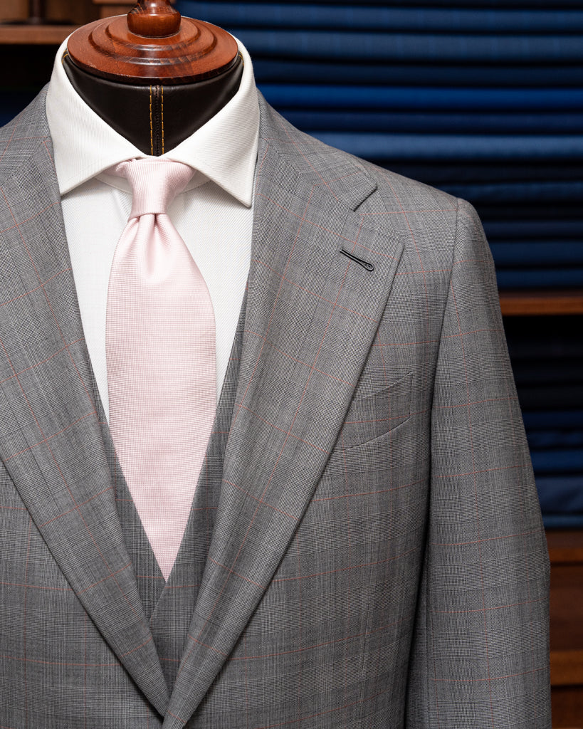 Abito Giotto Principe di Galles Grigio Overcheck Rosso con Gilet