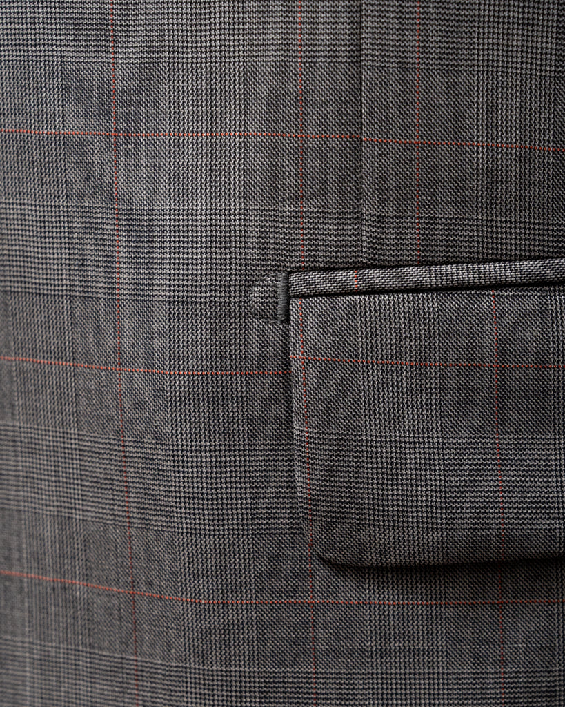 Abito Giotto Principe di Galles Grigio Overcheck Rosso con Gilet