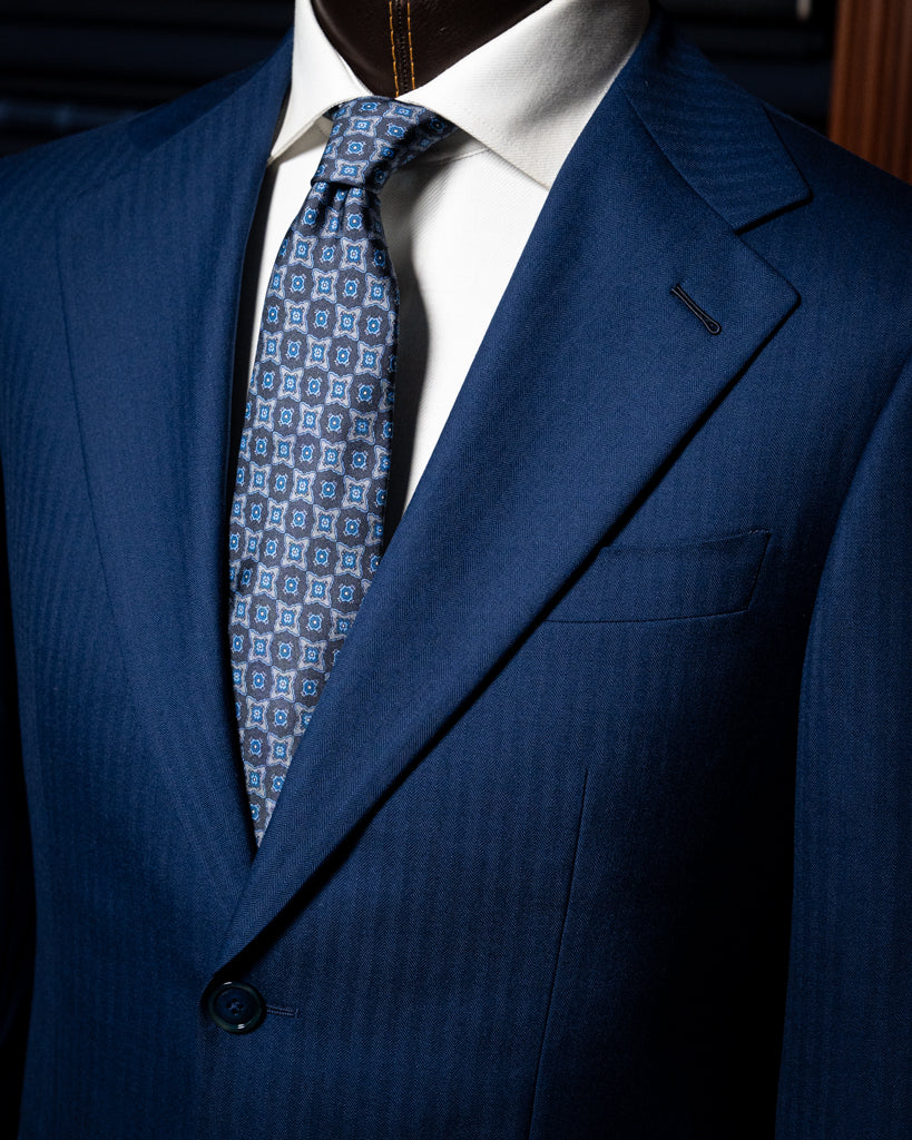 Giotto Light Blue Herringbone Suit