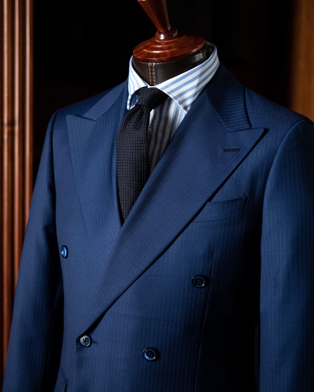 Abito Canova Doppiopetto Blu Chiaro Spinato
