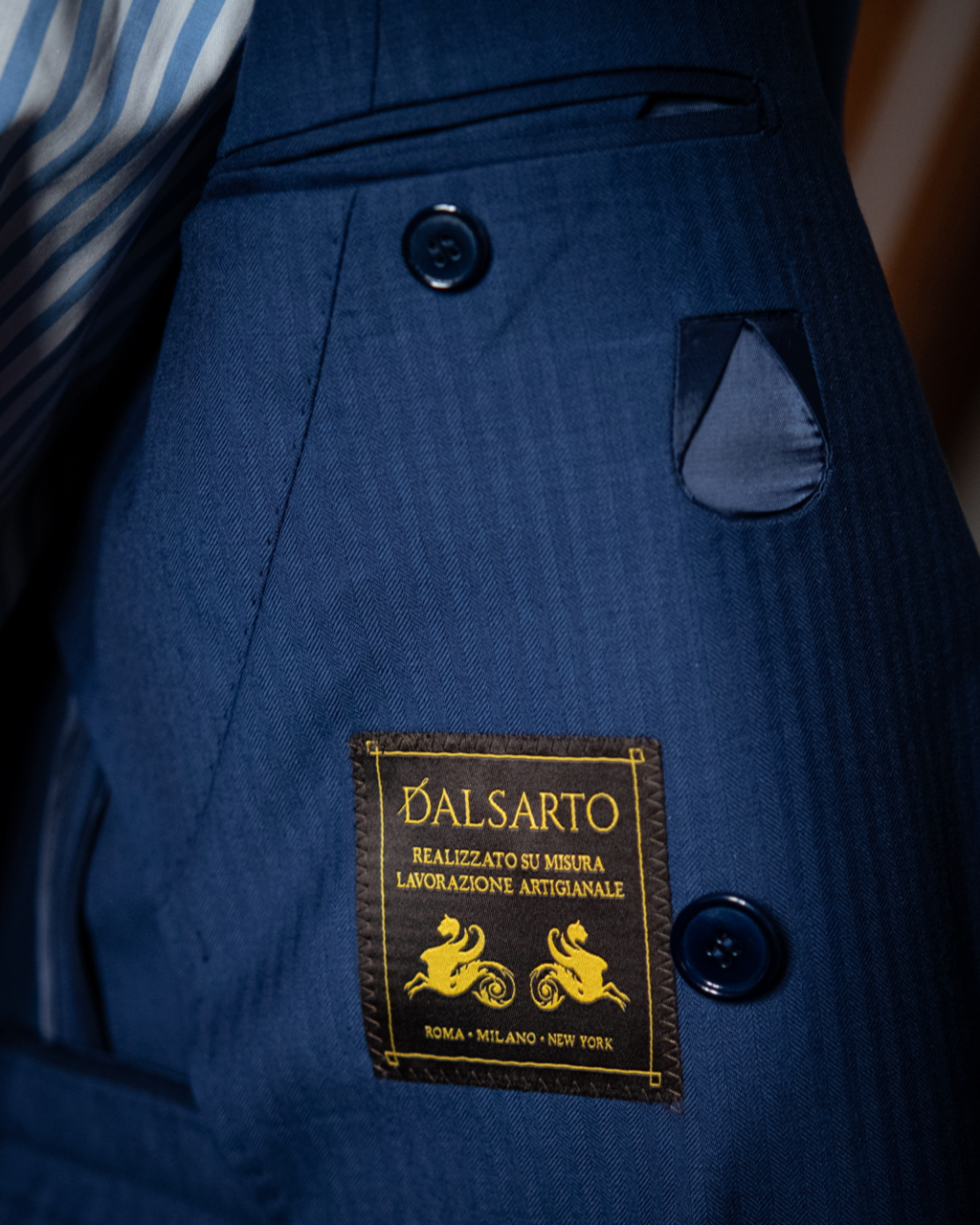 Abito Canova Doppiopetto Blu Chiaro Spinato