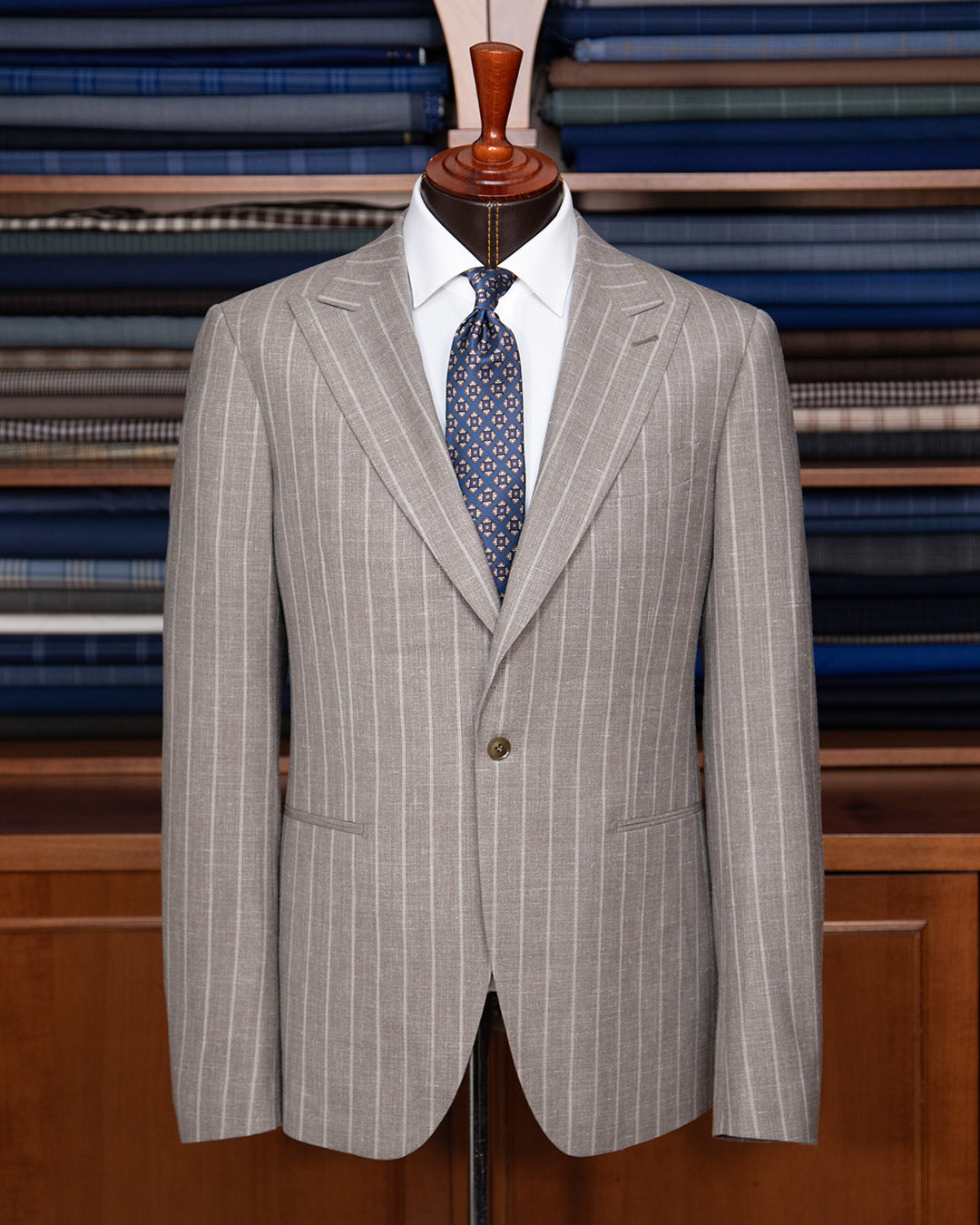 Abito Modernico Gessato Grigio Lana Lino Seta