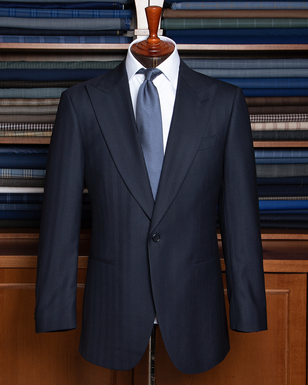 Dark Blue Herringbone Modern Dress