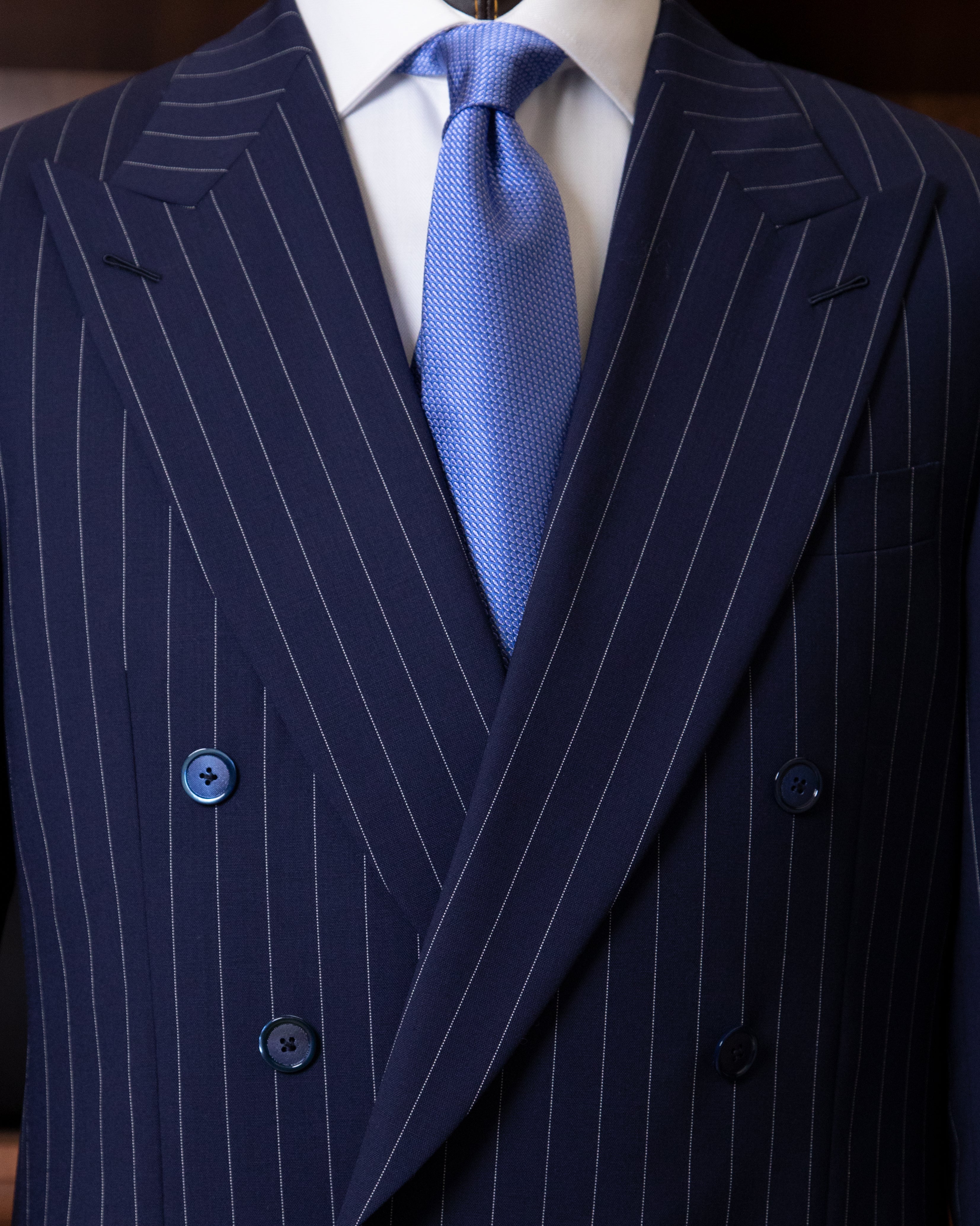 Perugino Double Breasted Blue Pinstripe Suit