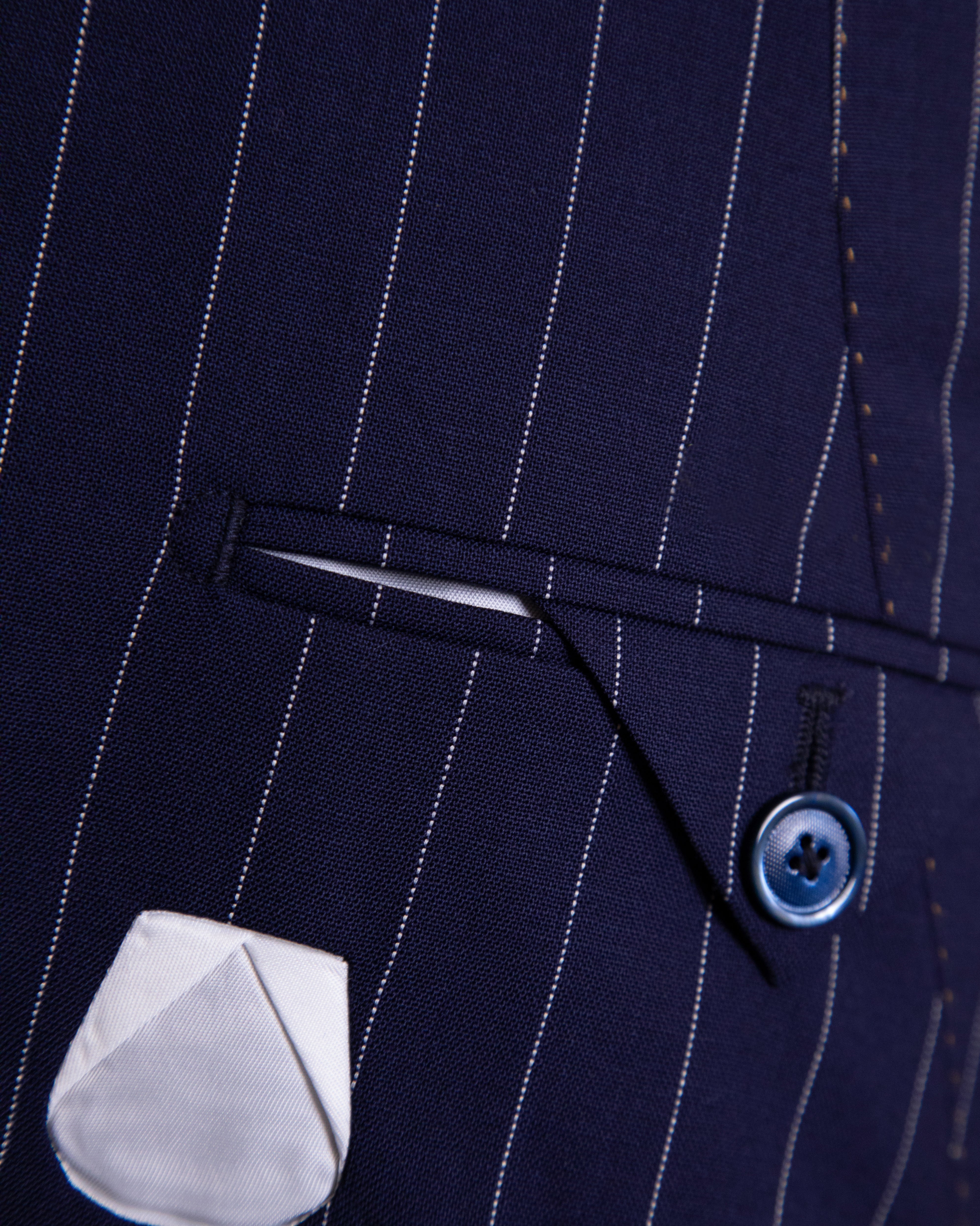 Perugino Double Breasted Blue Pinstripe Suit