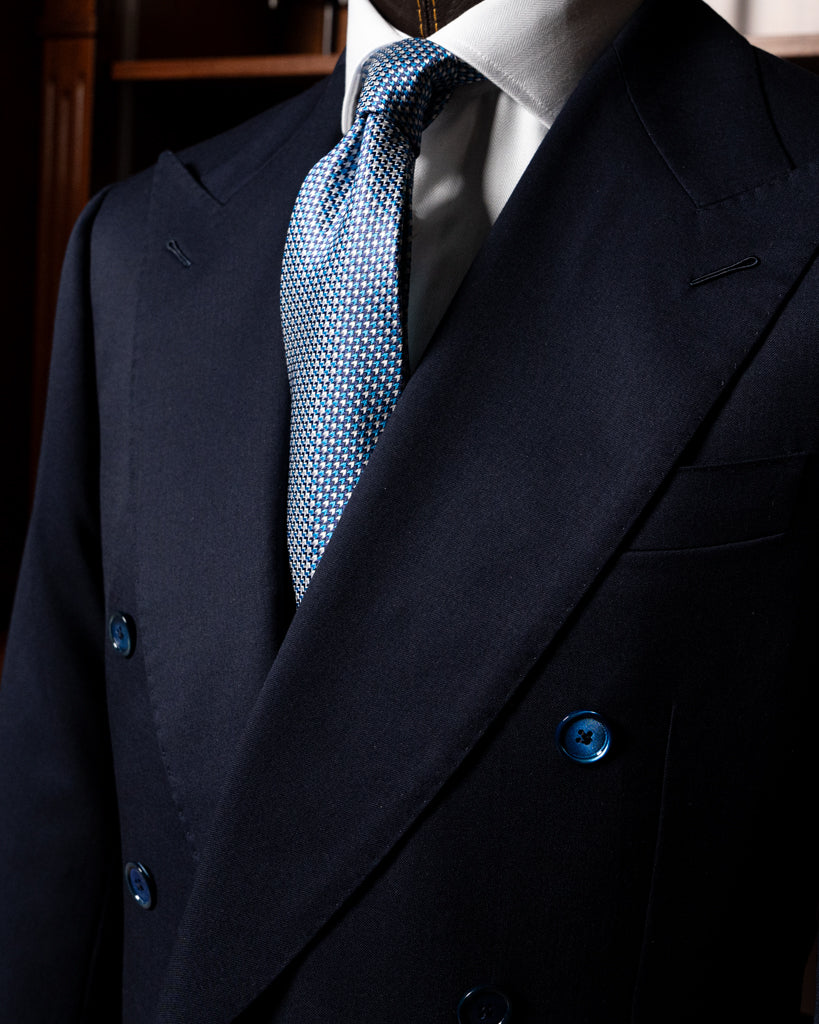 Perugino Herringbone Suit Medium Blue