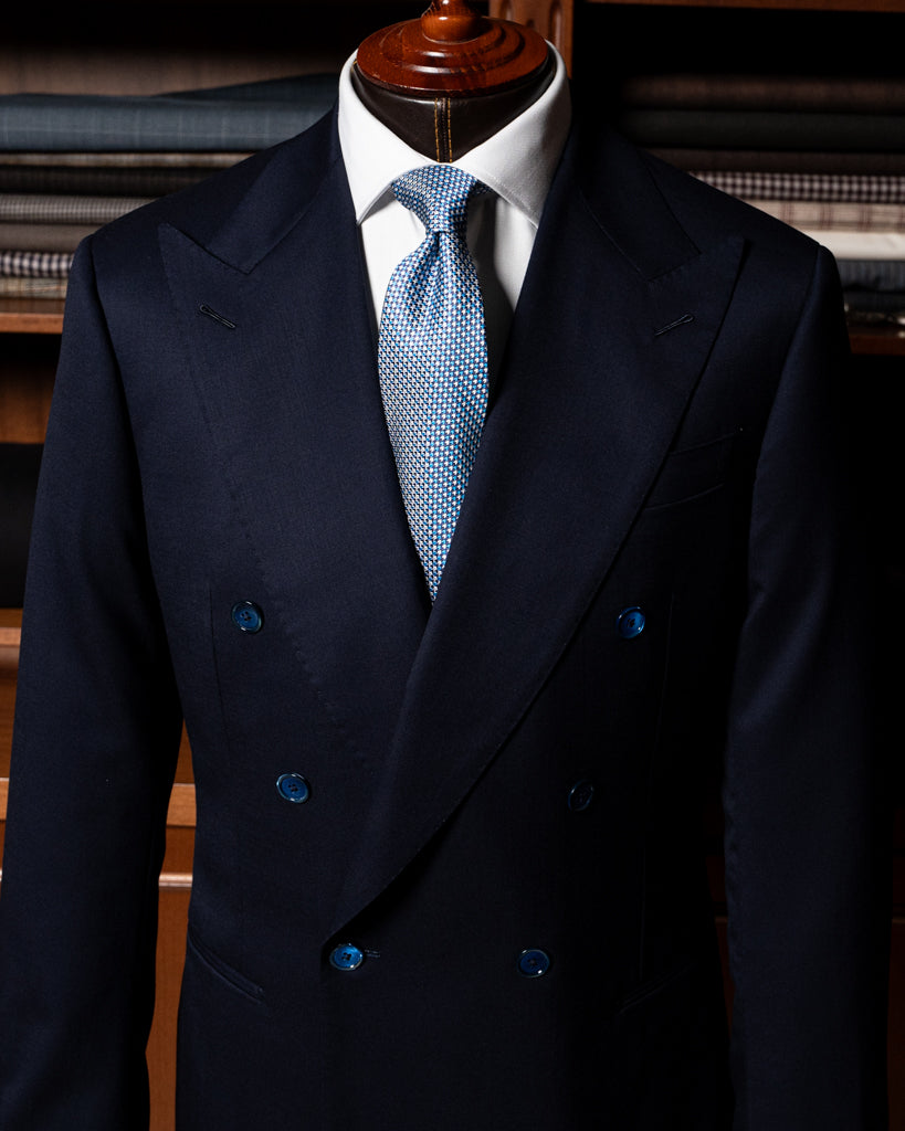 Perugino Herringbone Suit Medium Blue