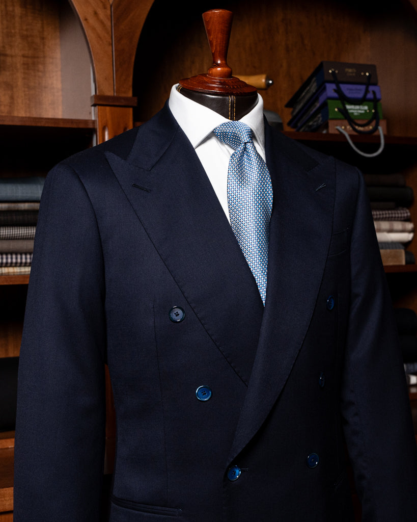 Perugino Herringbone Suit Medium Blue