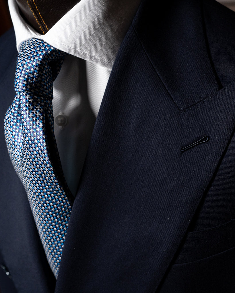 Perugino Herringbone Suit Medium Blue