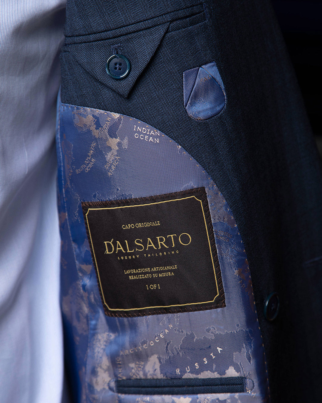 Perugino Herringbone Blue Suit
