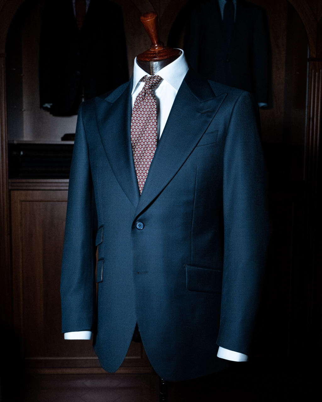 Bernini Indigo Blue Pied de Poule Suit