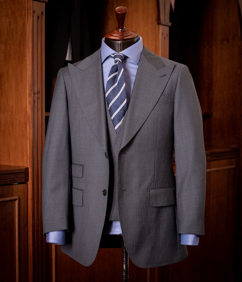 Bernini 3-Piece Gray Herringbone Suit