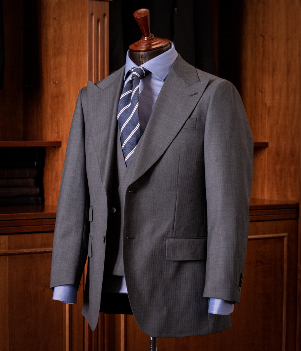 Bernini 3-Piece Gray Herringbone Suit