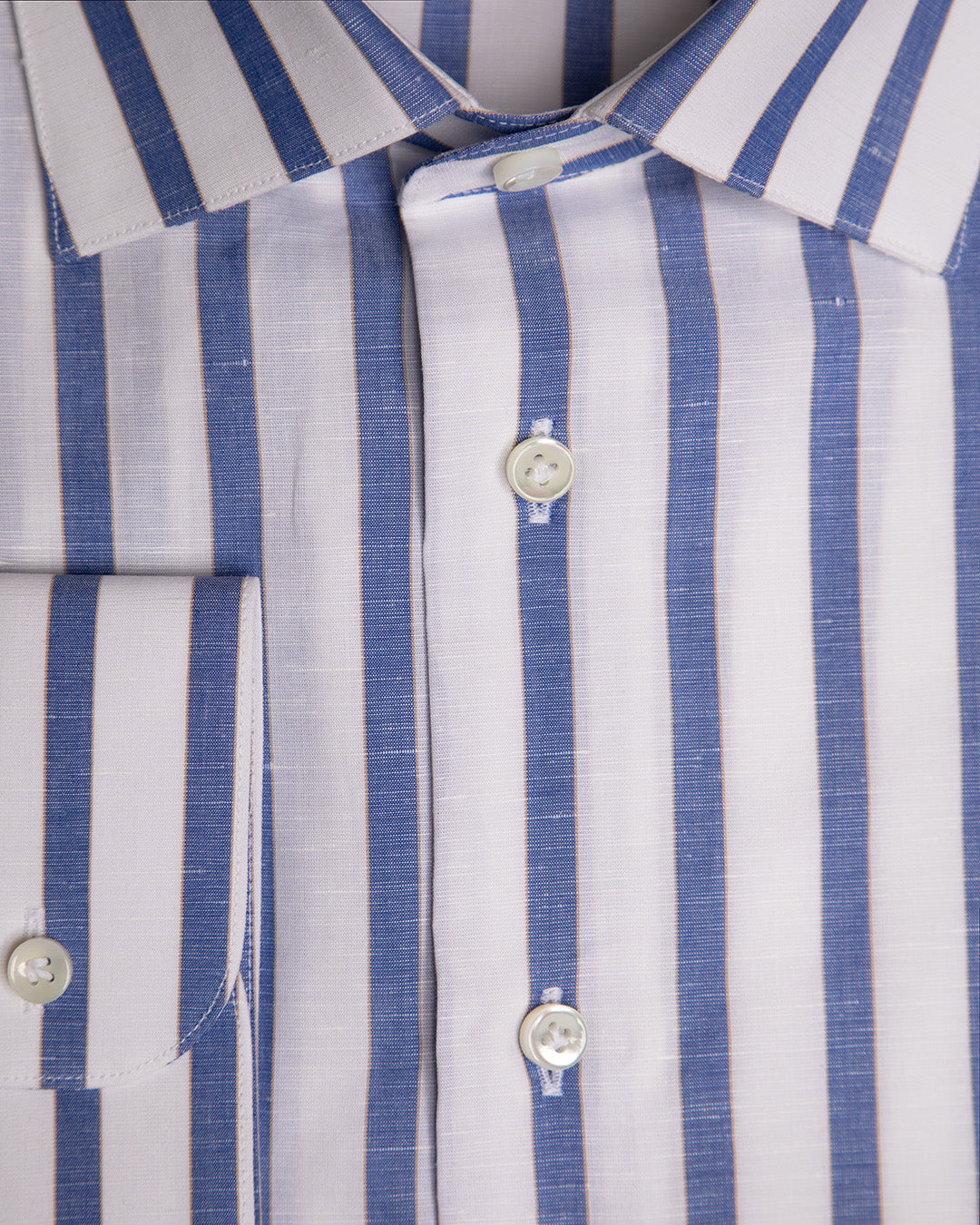 Camicia Bacchettata Bianca, Azzurra e Arancio