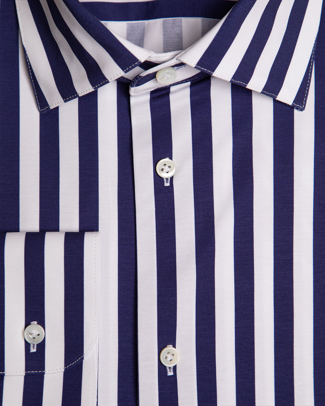 Camicia Bianca a Righe Blu Notte