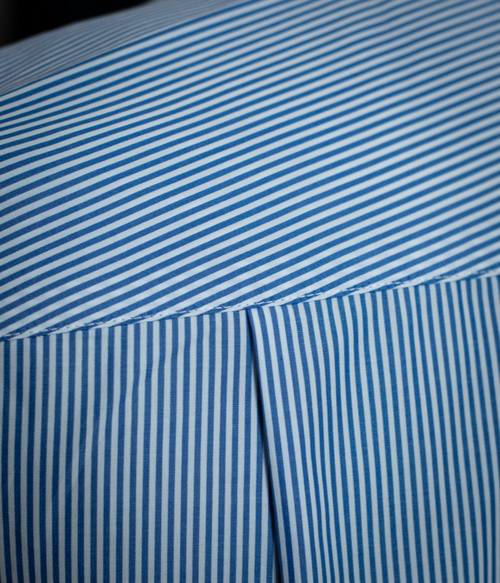 Camicia Bianca e Blu Bacchettata