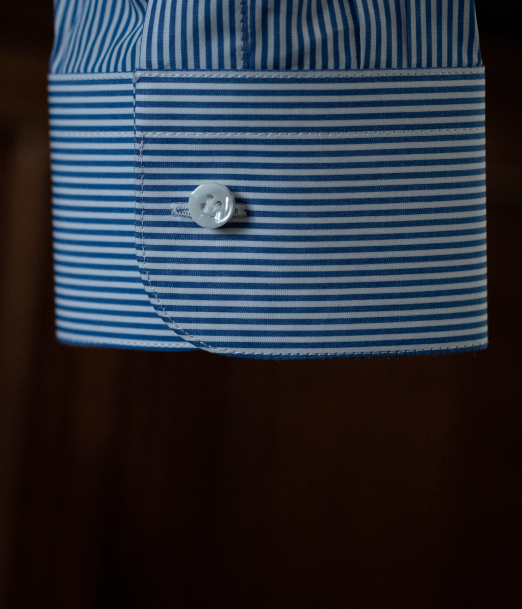 Camicia Bianca e Blu Bacchettata
