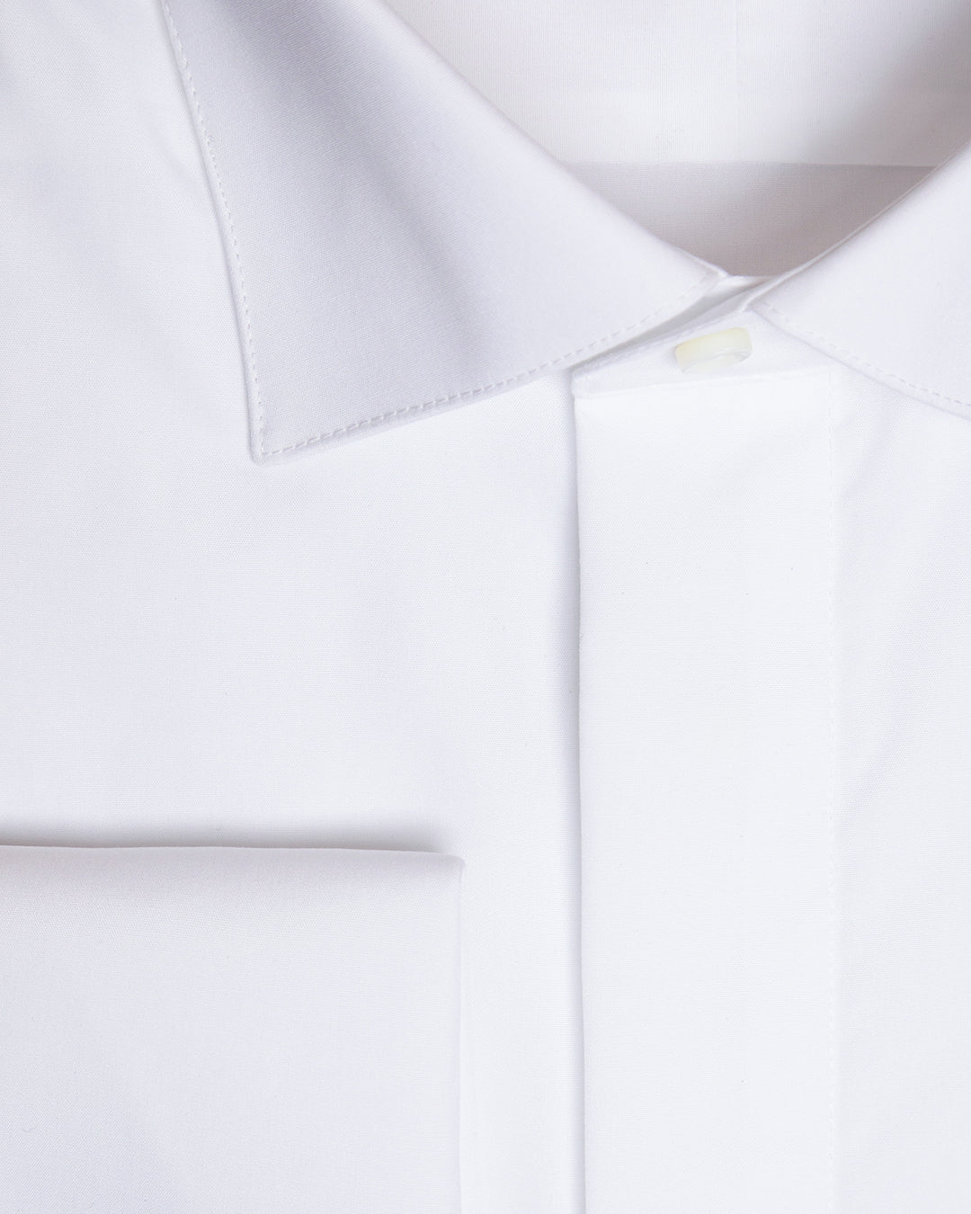 White Tuxedo Shirt with Covered Button and Cufflinks