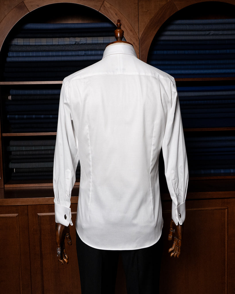Camicia Cerimonia Bianco Piquè con Plissé