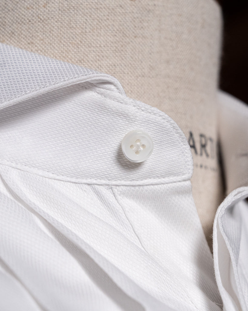 Camicia Cerimonia Bianco Piquè con Plissé