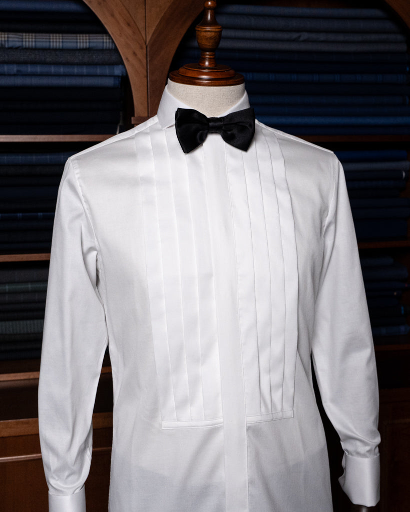 Camicia Cerimonia Bianco Piquè con Plissé