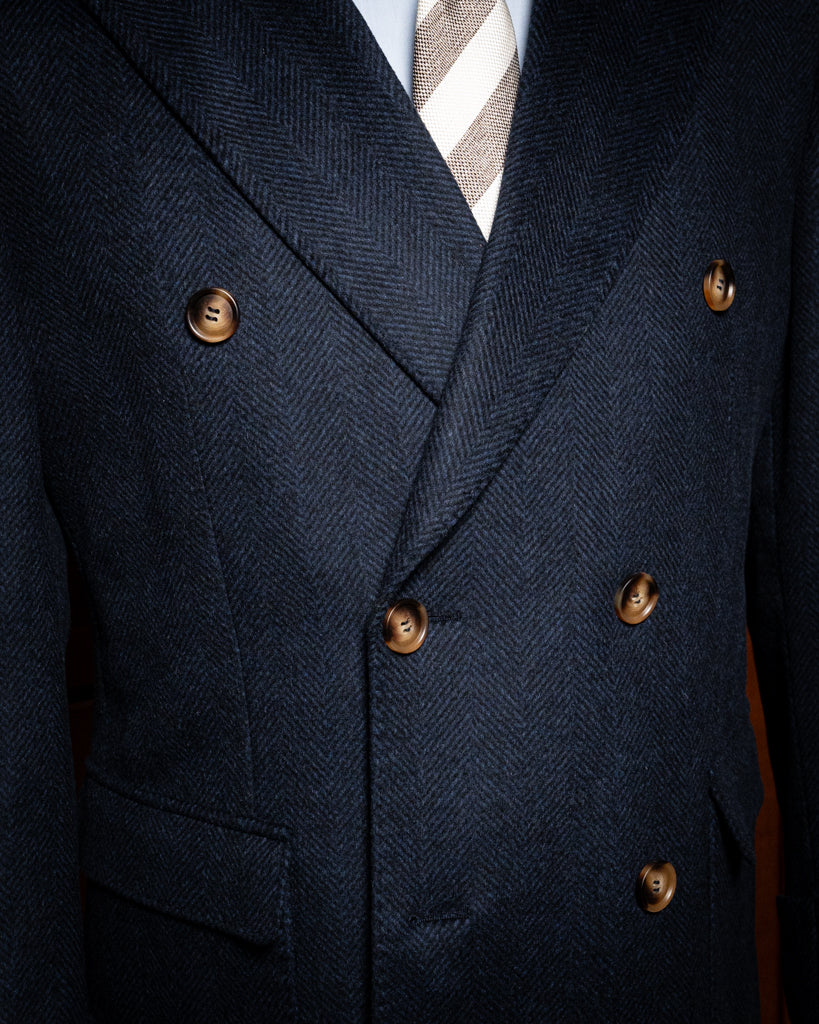 Blue Herringbone Coat