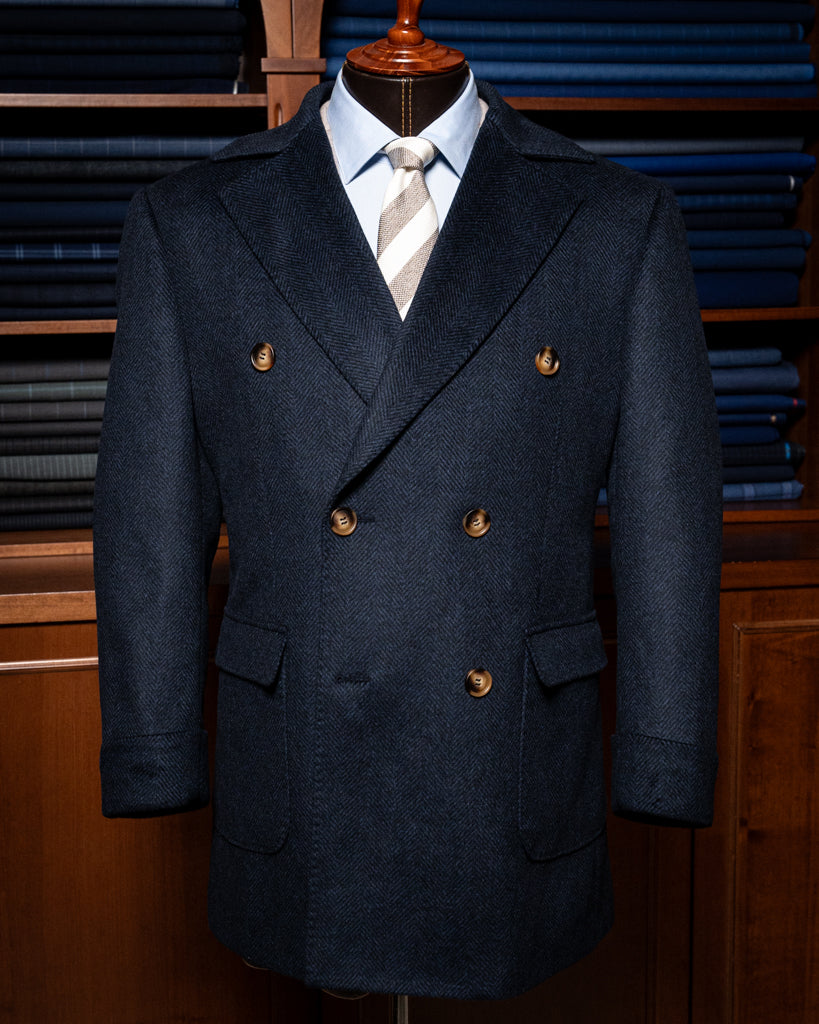 Blue Herringbone Coat