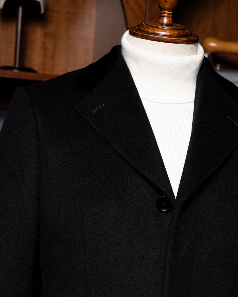 Black Single-Breasted Wool Cashmere Coat