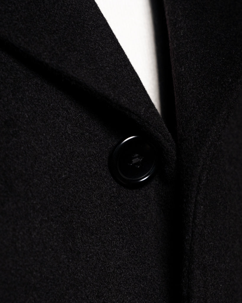 Black Single-Breasted Wool Cashmere Coat