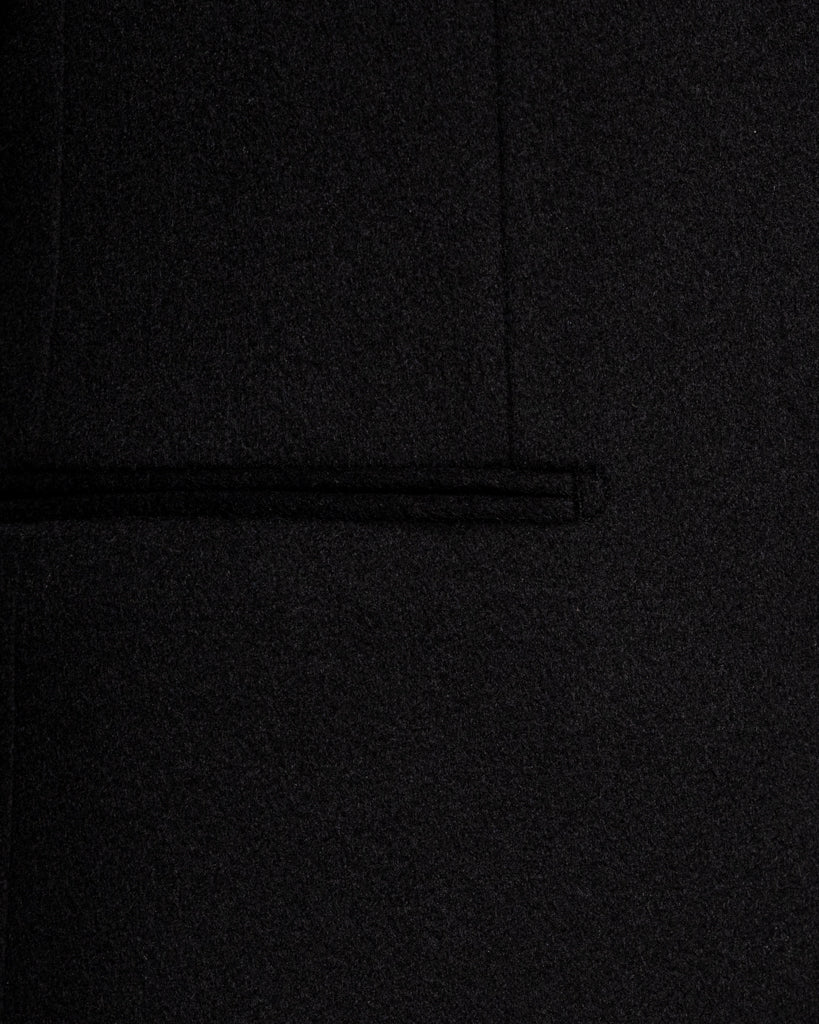 Black Single-Breasted Wool Cashmere Coat