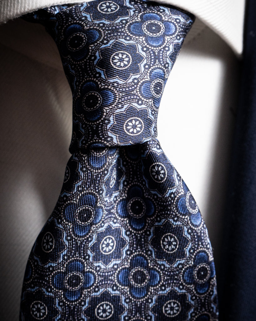 Cravatta Agostino Azzurra con Fiori