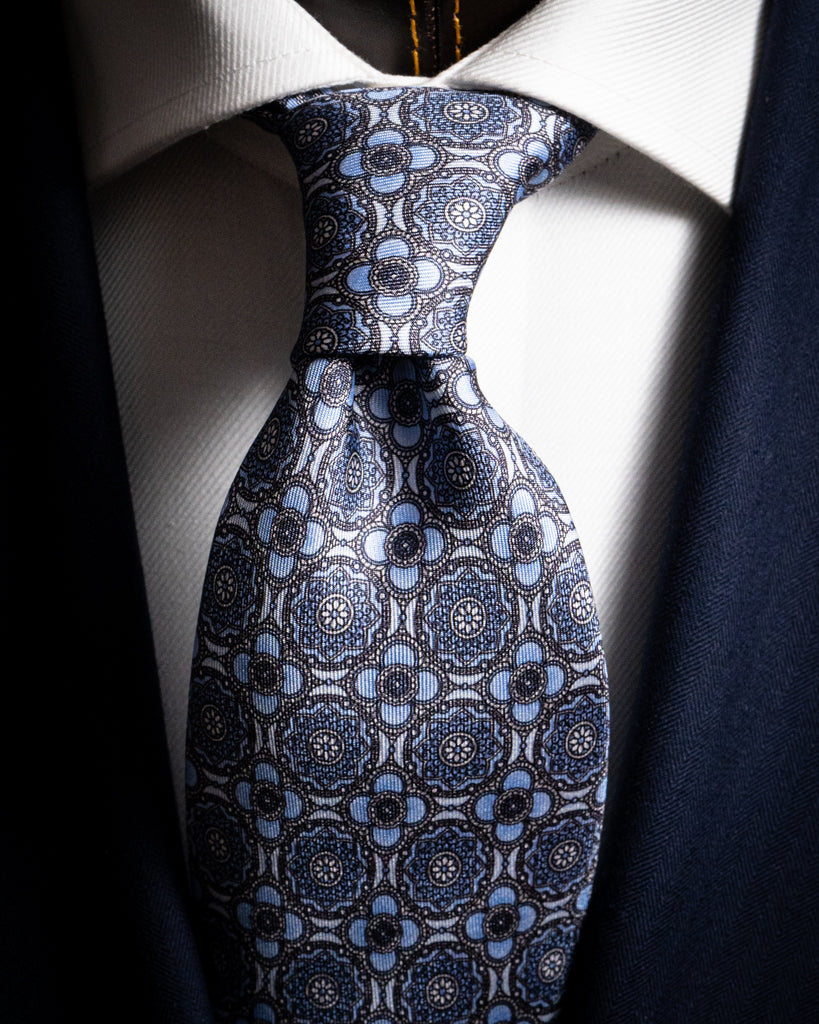 Cravatta Agostino Azzurro Chiaro con Fiori