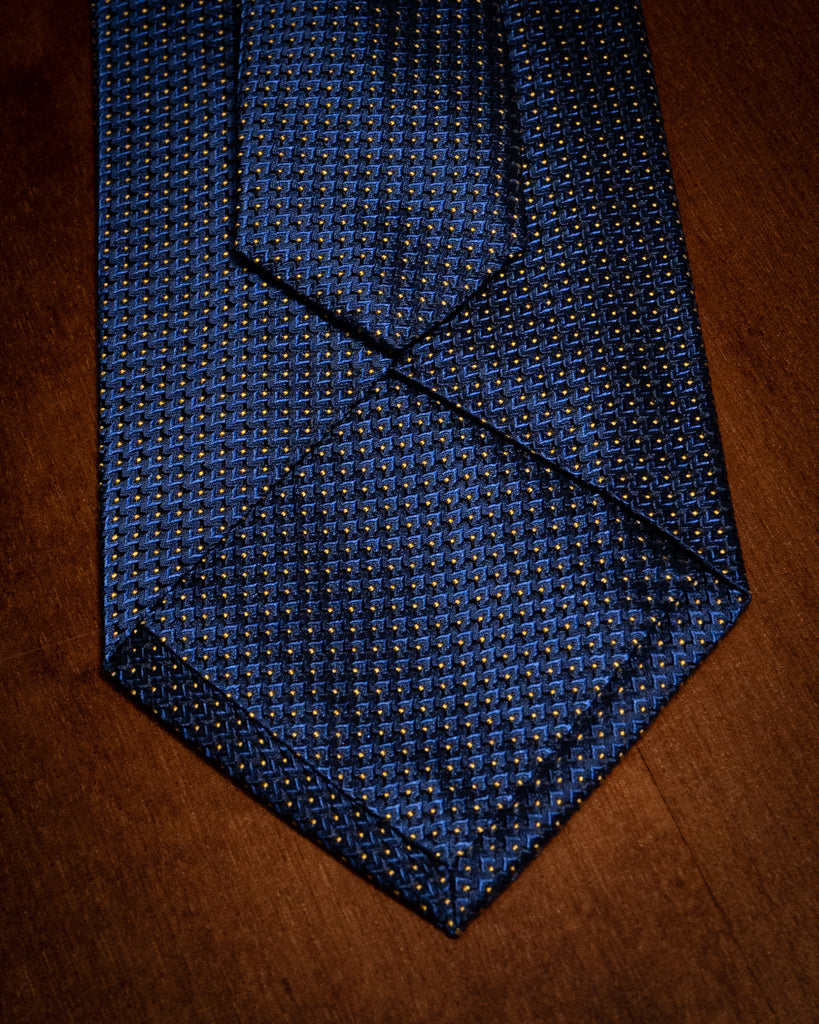 Agostino Blue Tie with Yellow Polka Dots Micro Pattern