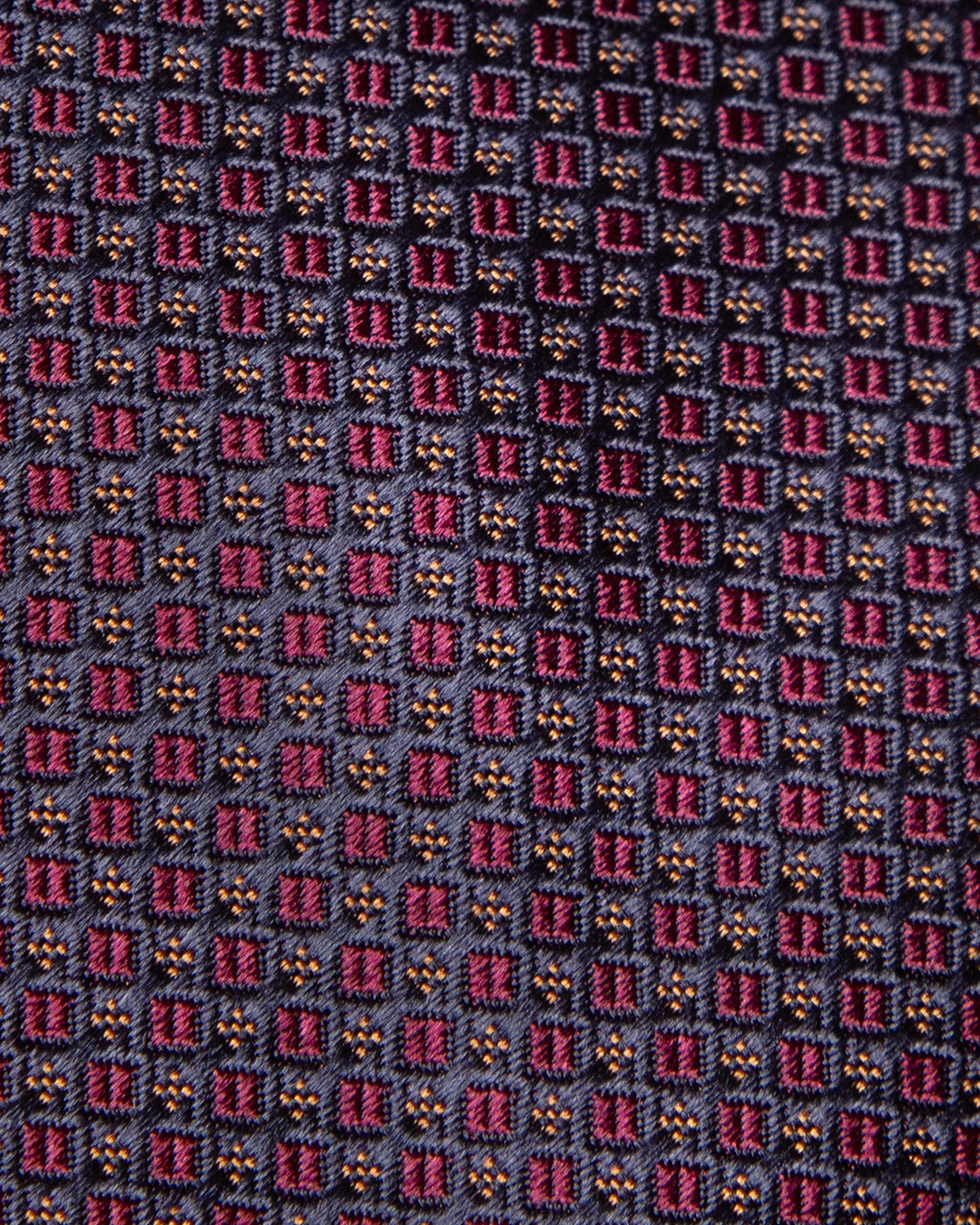 Blue Tie with Plum Check Micro-Pattern