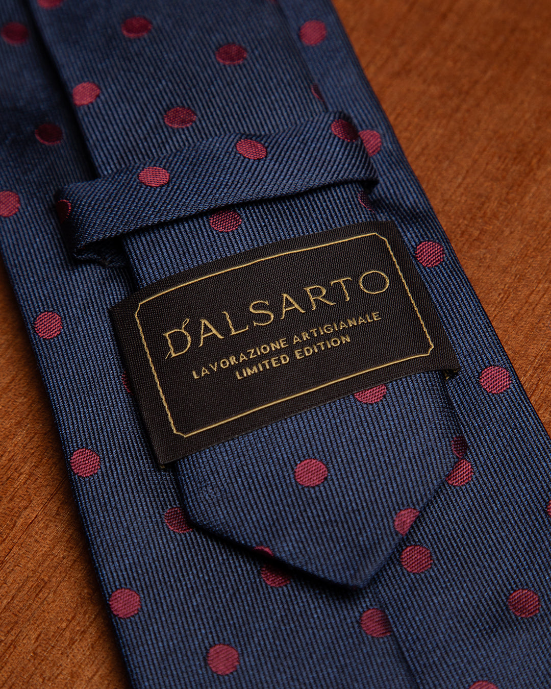 Cravatta Blu Notte con Pois Bordeaux