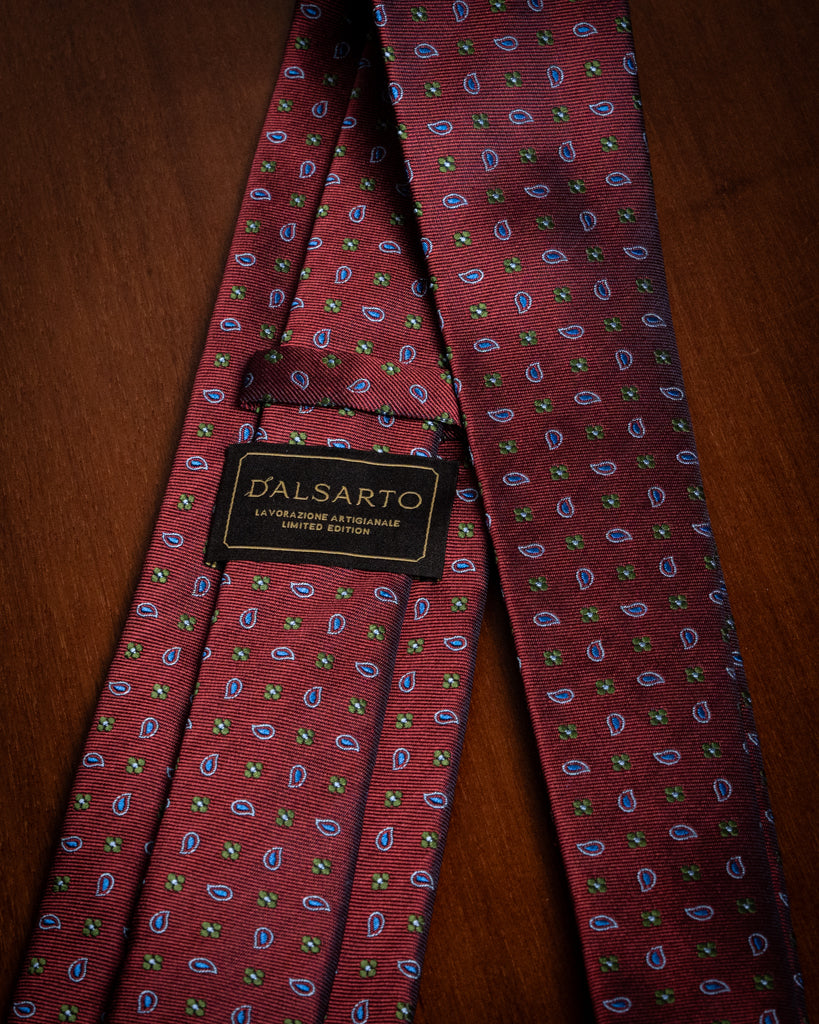 #color_Bordeaux con Paisley Lavanda e Fiorellini Verdi