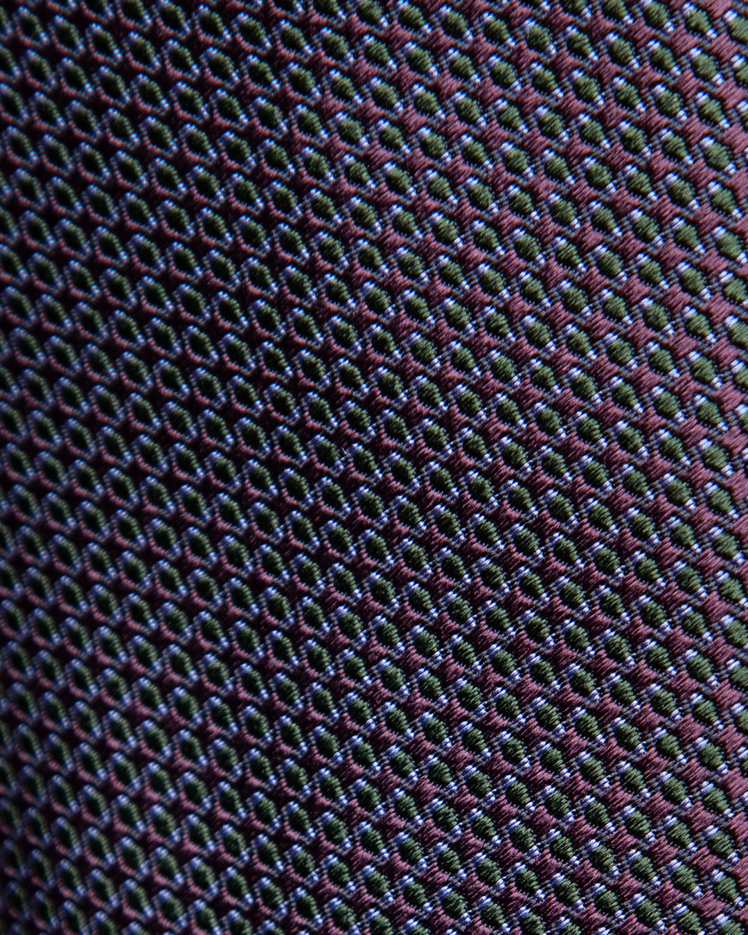 Cravatta Jacquard Blu Notte Con Microtrama Verde Ottanio E Malva