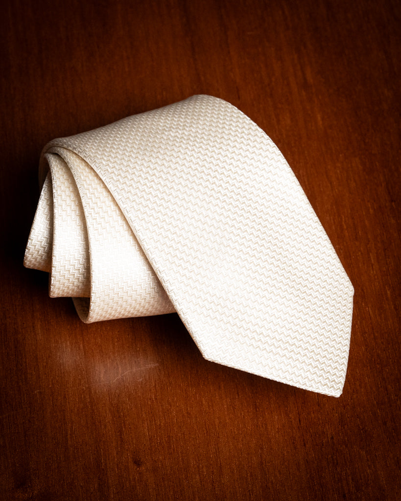 Cravatta Jacquard Chevron Panna