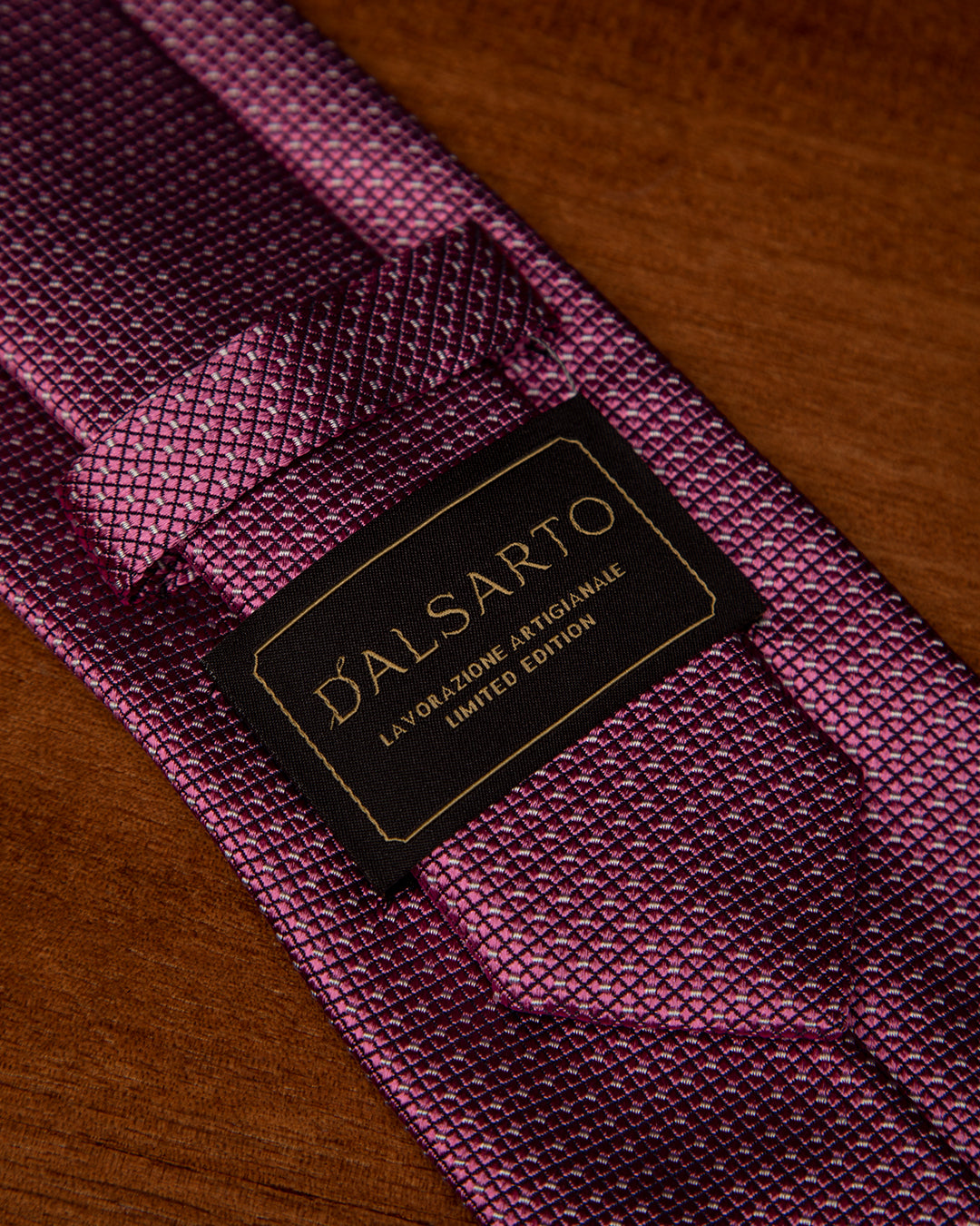 Cyclamen Pink Jacquard Tie with Geometric Micro-Motif