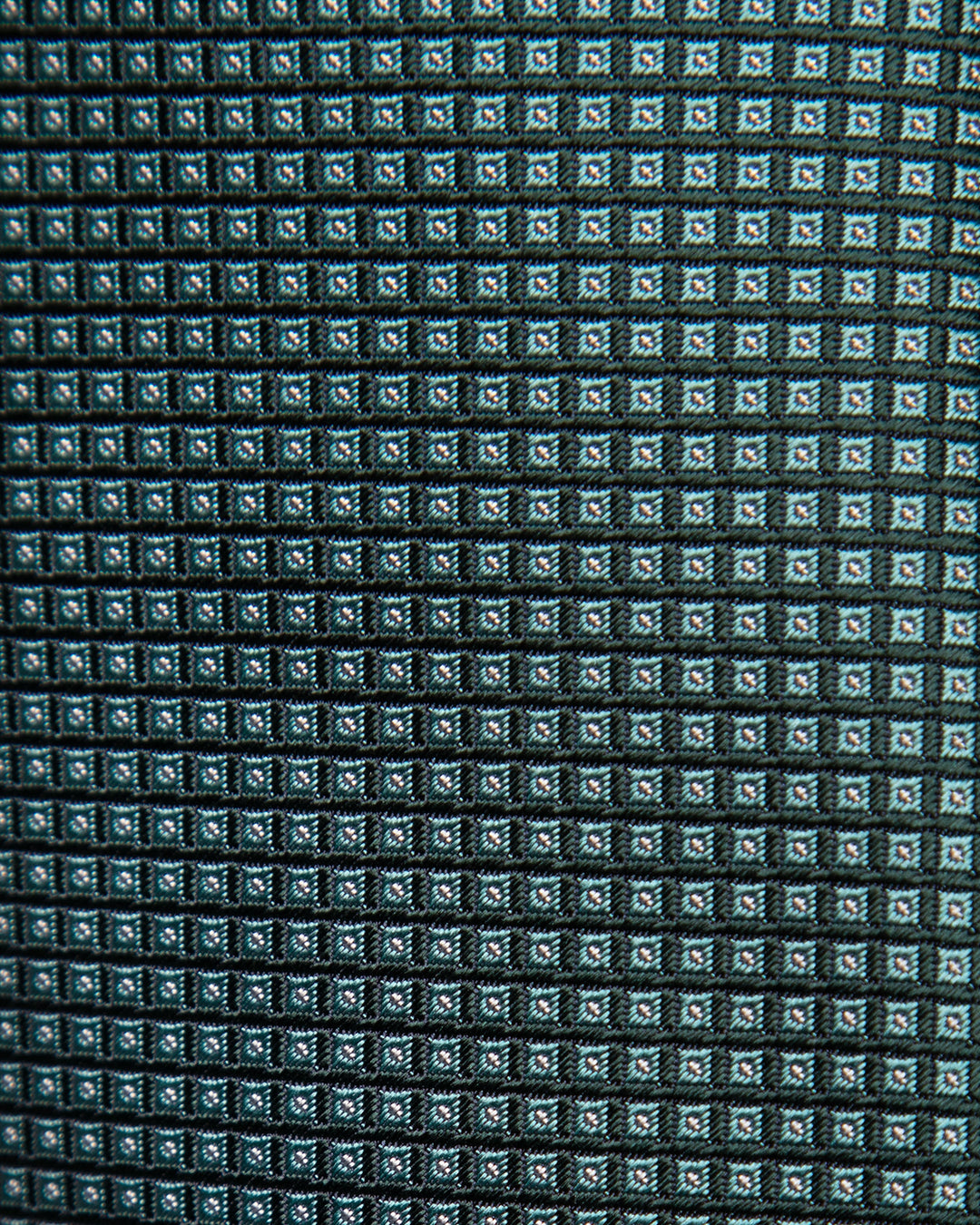 Teal Green Jacquard Tie with Blue Micro-Checks